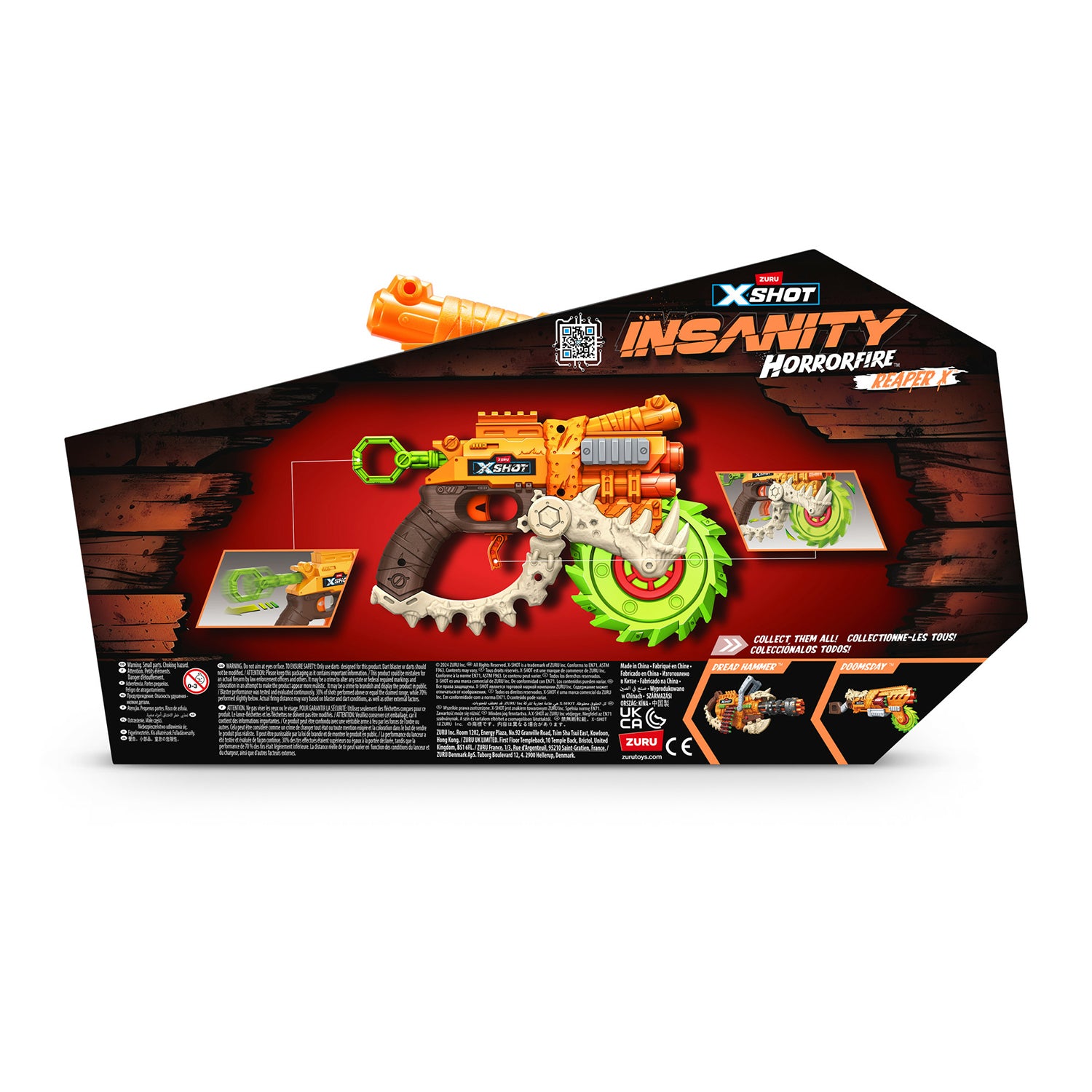 ZURU - XShot Insanity HorrorFire Reaper X con Lama Rotante e 8 Dardi inclusi